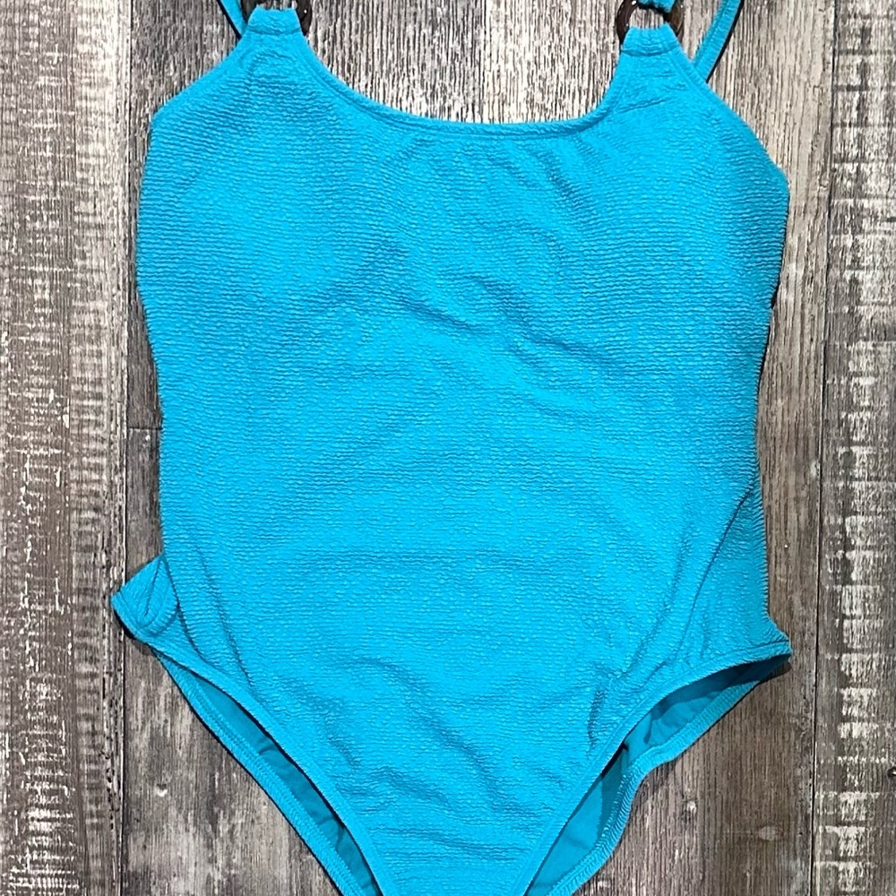 Shade & Shore Blue One Piece Swimsuit Classic Scoop Neck